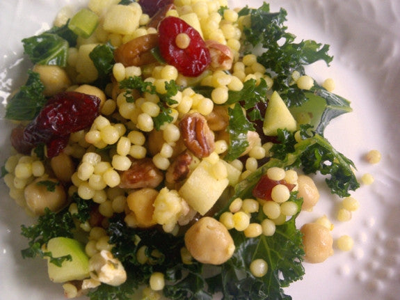 kale and couscous salad with pecans 